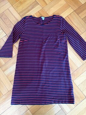J. Crew Navy and Red Striped Mini Dress